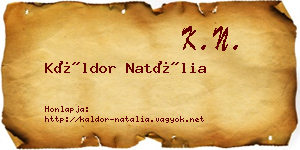 Káldor Natália névjegykártya