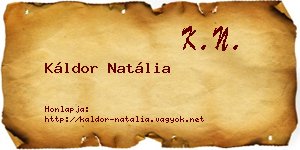 Káldor Natália névjegykártya