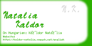 natalia kaldor business card